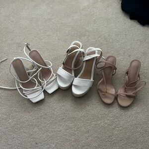 set of white and beige heels/wedges